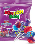 Colombina Bon Bon Bum Lollipops wBubble Gum Center Berry Explosion Mix Individually Wrapped Ideal for Party Favors and Gifts 1 Pack 10 Count