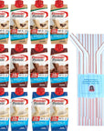 Premier Protein Shake Variety Pack 3 Flavors Cafe Latte Chocolate Vanilla 11 fl oz 12 ct  a Sophley Individually Wrapped Red and White Flex Straws Jumbo 24 ct