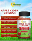 aSquared Nutrition Apple Cider Vinegar Gummies - 1500mg with The Mother - 90 ACV Gummies w/Vitamin B6 & B12, Folic Acid - Vegan Gummy Supplement Alternative to Capsules Pills & Drink