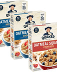 Quaker Oatmeal Squares Breakfast Cereal, Brown Sugar & Cinnamon Variety Pack, 14.5 Ounce (Pack of 3)