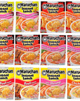 Ramen Bundle 12 packages of Chicken Flavor Beef Flavor Spicy Beef Spicy Chicken Spicy Shrimp Lime Shrimp Roasted Chicken with 12 packages of soy sauce