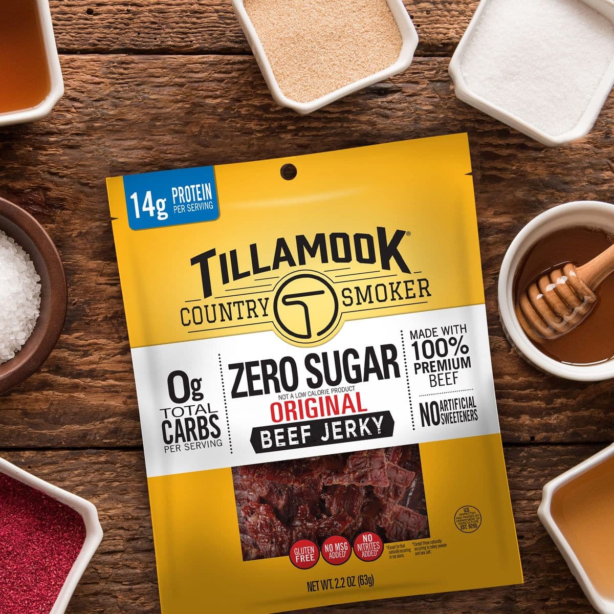 Tillamook Country Smoker Keto Friendly Zero Sugar Beef Jerky Original 22 Ounce Pack of 4