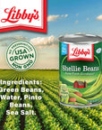 Libbys Shellie Beans  Cut Green Beans and Pinto Beans  Delicious Mild  Subtly Sweet  CrispTender Bite  Seasoned with Sea Salt  Grown  Made in the USA  145 oz can Pack of 12