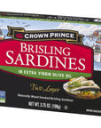 Crown Prince Two Layer Brisling Sardines in Extra Virgin Olive Oil 375Ounce Cans Pack of 12