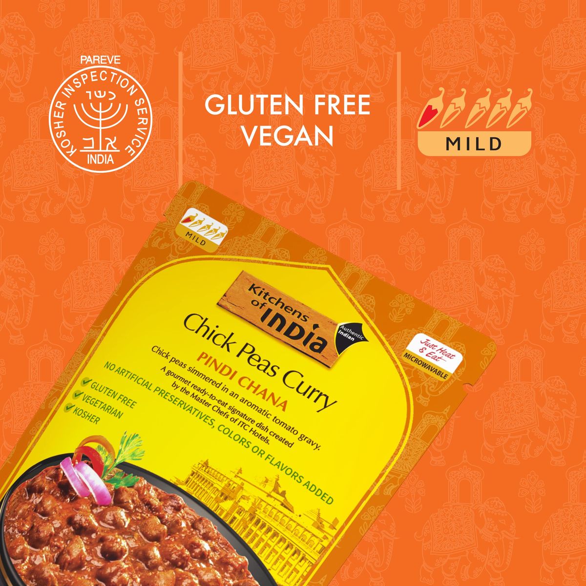 Kitchens of India Pindi Chana  Chick Peas Curry Pack of 610 Ounces  Gourmet Ready To Eat Authentic Indian Dish Pack of 6