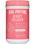 Vital Proteins Beauty Collagen (Strawberry Lemon, Canister) - 120mg of Hyaluronic Acid and 15g of Collagen Per Serving