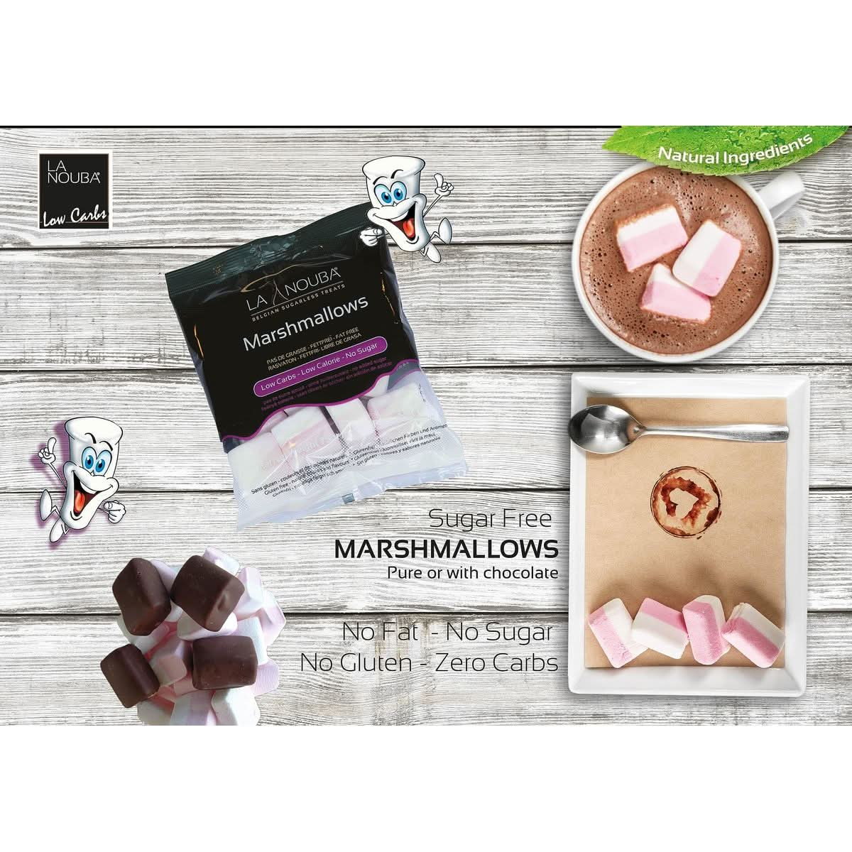 La Nouba SugarFree Marshmallows  2 Value Packs  27 oz Each  Low Calorie Low Carb FatFree and Gluten Free Snack  Traditional Delicious Taste  All Natural and Healthy Marshmallows