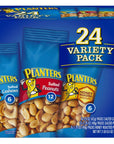 PLANTERS Variety Packs Salted Cashews Salted Peanuts  Honey Roasted Peanuts 24 Packs  Individual Bags of OntheGo Nut Snacks  No Cholesterol or Trans Fats  Source of Fiber and Healthy Fats