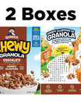 Quaker Chewy Granola Breakfast Cereal, Chocolate, 13.6oz Box, (2 Pack)