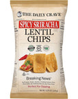 The Daily Crave Lentil Chips, Spicy Sriracha, 4 G Protein, Gluten-Free, Non-Gmo, Kosher, Crunchy, 4.25 Oz (Pack Of 8)