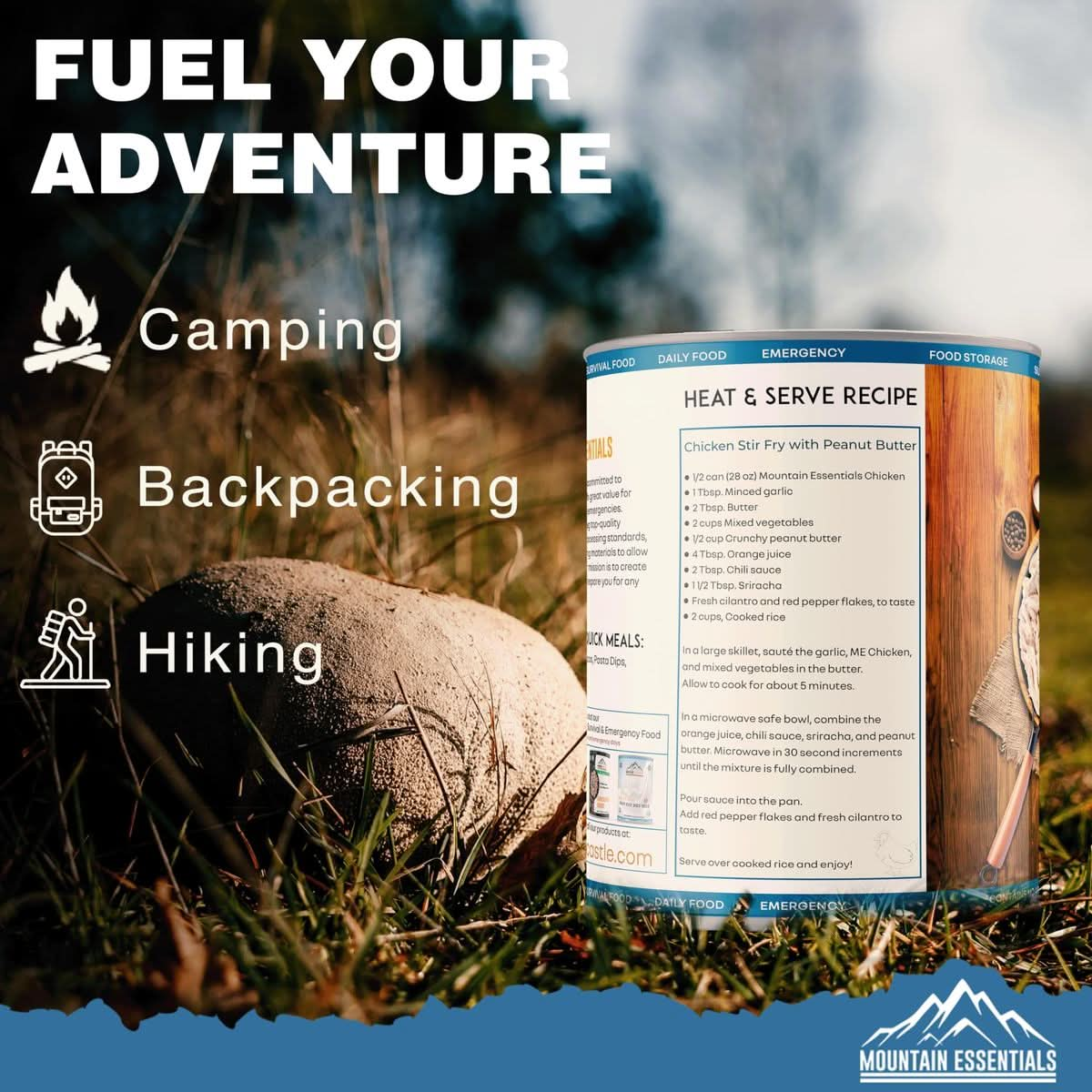 MOUNTAIN ESSENTIALS All Natural Fully Cooked Chicken 28 Oz Recipe Ready Canned Meat No Water Added  No Carbs  No Preservatives Daily Food Perfect for Camping or Home Meals Emergency Food Pack of 1