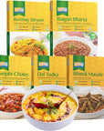 Ashoka Authentic Indian Meals 1932 Vegan Sampler Pack Kosher Certified Ready to Eat Meal Kit AllNatural Microwave Friendly Great for Hiking  Camping GlutenFree No Preservatives Pack of 5