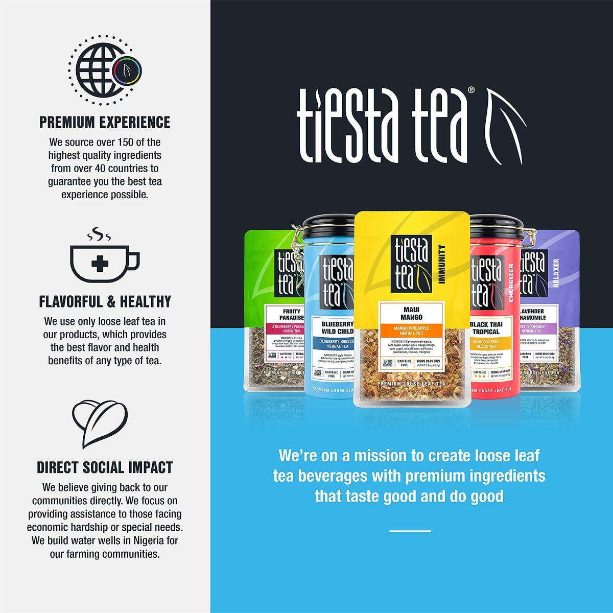 Tiesta Tea  Chocolate Ginger Turmeric Spiced Cocoa Rooibos Tea Premium Loose Leaf Tea Blend NonCaffeinated Tea 50 Cups  5 Ounce Refillable Tin