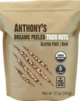 Anthonys Organic Peeled Tiger Nuts 12 oz Raw Gluten Free Non GMO Paleo Friendly