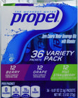 Propel Zero Calorie Nutrient Enhanced Water Beverage Mix 36 packets 3 different flavors berry grape  kiwi strawberry