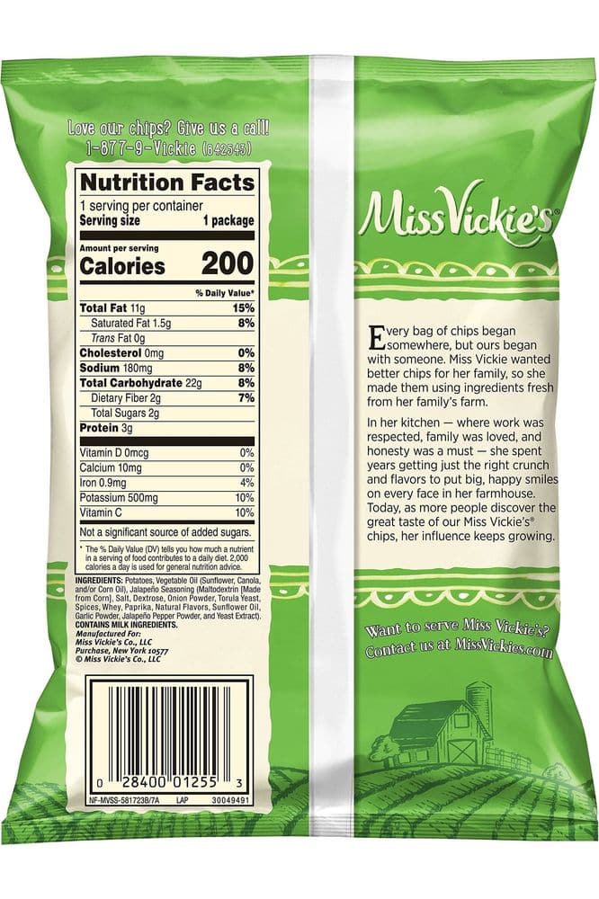 Miss Vickie&#39;s Flavored Potato Chips, Jalapeno, 1.375 Ounce (Pack of 28)