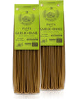 Morelli Italian Pasta Organic Garlic and Basil Linguine - Gourmet Pasta Handmade in Small Batches - Durum Wheat Semolina, Al Dente, Italian Pasta from Italy 8.8oz / 250g - Pack of 2