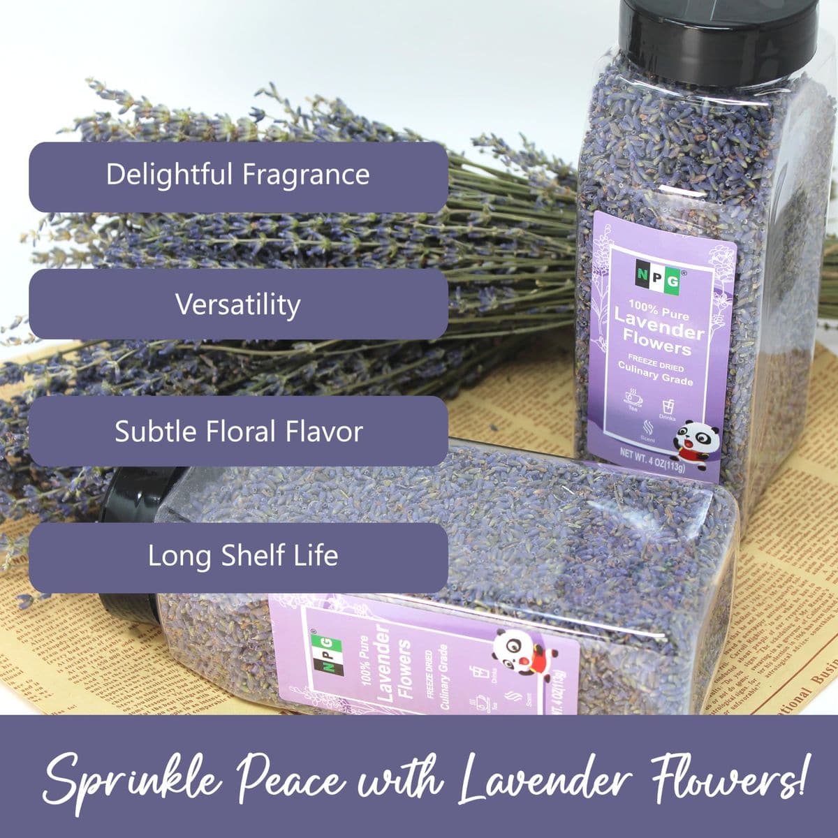 NPG Lavender Flowers 4 Ounces Culinary Grade Lavender Flower Buds for Herbs Tea Drinks 100 Pure All Natural for Drink Bakery DIY Soap Fragrance Sachet