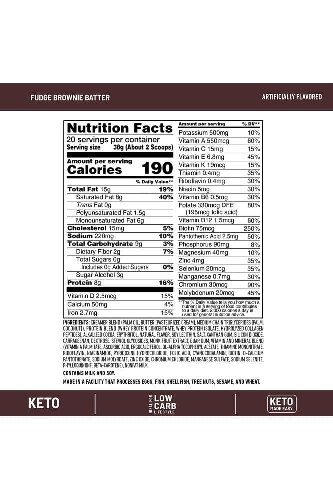 SlimFast Keto Meal Replacement Powder, Fudge Brownie Batter, Low Carb with Whey &amp; Collagen Protein, 10 Servings (Pack of 2) (Packaging May Vary)