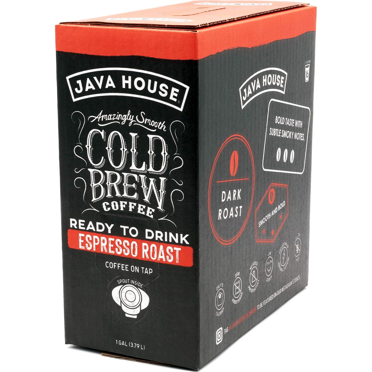 Java House Cold Brew Coffee On Tap 128 Fluid Ounce Box Not a Concentrate No Sugar Ready to Drink Liquid Espresso Pack of 2