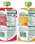 Sprout Organic Baby Food, Stage 4 Toddler Smoothie Pouches, Strawberry Banana & Peach Banana with Yogurt Variety Pack, 4 Oz Purees (Pack of 12)