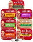 King Oscar Wild Caught Sardines 7 Flavor Variety 1 of each 375 oz Pack of 7 with By The Cup Toothpicks