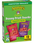 Annie's Organic Bunny Fruit Snacks, Gluten Free, Variety Pack, 12 Pouches