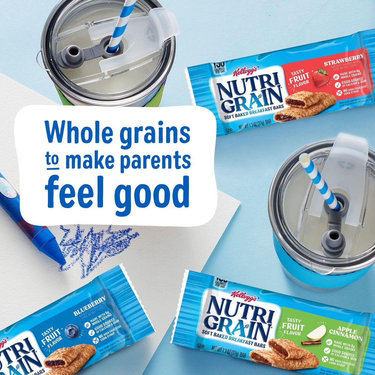 Nutri-Grain Soft Baked Breakfast Bars, Kids Snacks, Whole Grain, Variety Pack (4 Boxes, 32 Bars)