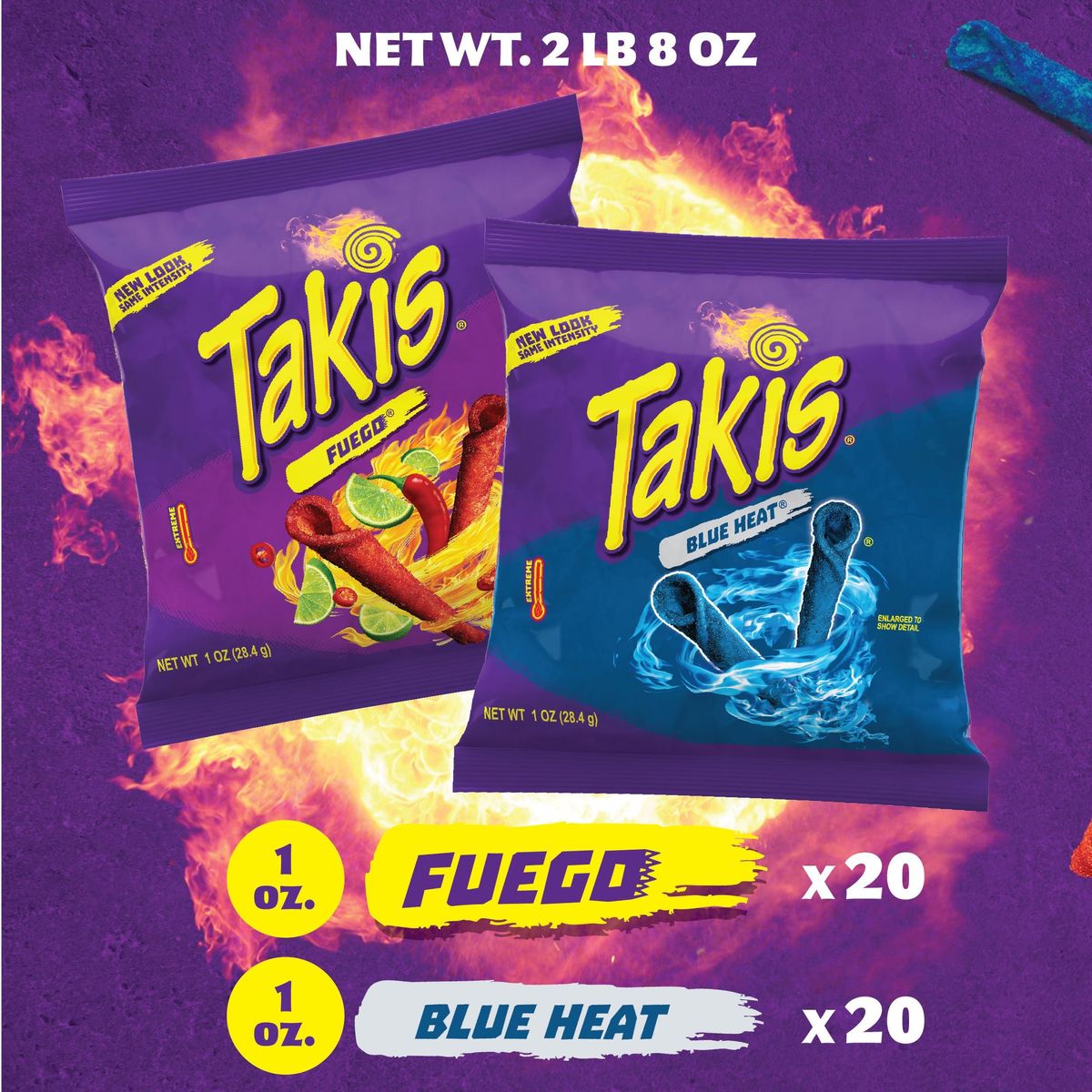 Takis Fuego Rolled Tortilla Chips, Hot Chili Pepper and Lime Artificially  Flavored, 20 Ounce Fiesta Size Bag