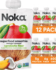 Noka Superfood Fruit Smoothie Pouches Mango Coconut Healthy Snacks with Flax Seed Plant Protein and Prebiotic Fiber Vegan and Gluten Free Snacks Organic Squeeze Pouch 422 oz 12 Count