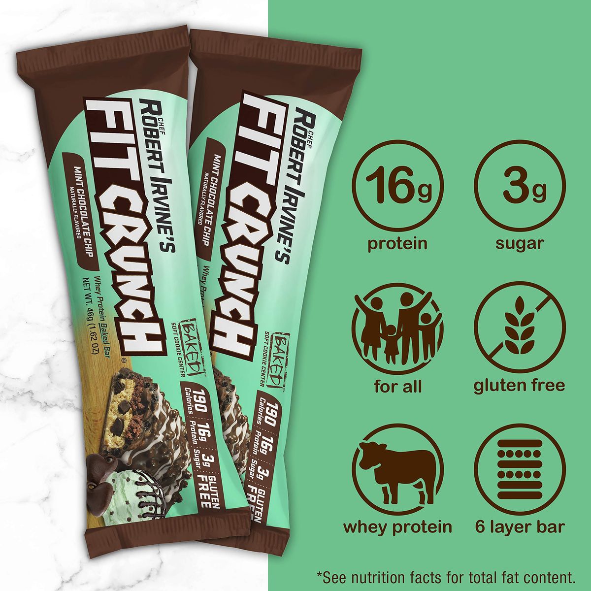 FITCRUNCH Protein Bars Snack Size Variety Pack Gluten Free 18 Pack