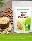 Z Natural Foods Raw Organic Pine Nuts All Natural 100 Pure Vegan NonGMO Kosher GlutenFree Snacks KetoFriendly Snacks 1 lb