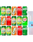 Coca Cola Soda Variety Pack  6 Flavor  12 FL oz Cans 18 Pack Bundle with Sophley Straws