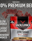 Jack Links Beef Jerky Zero Sugar Paleo Friendly Snack with No Artificial Sweeteners 13g of Protein and 70 Calories Per Serving No Sugar Everyday Snack 73 oz Pack of 2