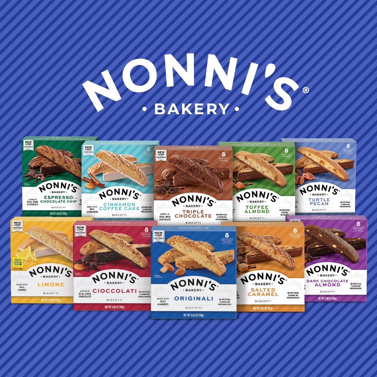 Nonnis Toffee Almond Biscotti Italian Cookies  Biscotti Cookies wEnglish Toffee Bits  Biscotti Individually Wrapped Cookies Dipped in Milk Chocolate wAlmond Toffee Candy Bits  688 oz