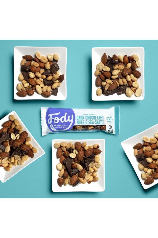 Fody Foods Vegan Protein Nut Bars, Dark Chocolate Nuts and Sea Salt Flavor, 6g Protein per Bar, Low FODMAP Certified, Gut &amp; IBS Friendly, 6 Count