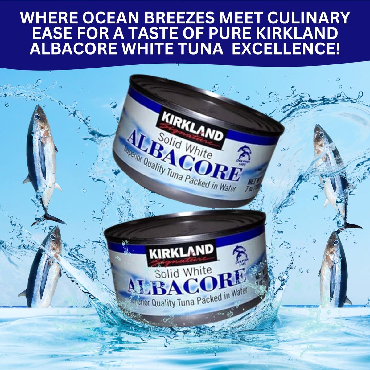 Worldwide Nutrition Bundle Compatible with Kirkland Signature Solid White Albacore Tuna  Premium Quality and Deliciously Versatile Tuna  8 Counts of 7 Ounce Cans and MultiPurpose Key Chain