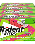 Trident Layers Watermelon  Tropical Fruit Sugar Free Gum 12 Packs of 14 Pieces 168 Total Pieces