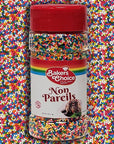 Baker's Choice Rainbow NonPareils Sprinkles - Cake Sprinkles and Toppings - Non Pareil Sprinkles - Gluten Free - Dairy Free - Kosher - 4 oz., Multicolored