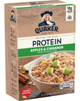 Quaker 10g Protein Instant Oatmeal, Apple Cinnamon, 2.11oz Packets (Pack of 36)