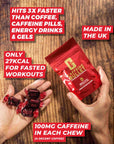 Caffeine Bullet 40 Mint Caffeine Gummies for Adults = 4000mg Caffeine Kick, Faster Than Running gels & Energy Chews, mid Race, Cycling, Gaming and Endurance Sports chewable Energy Boost