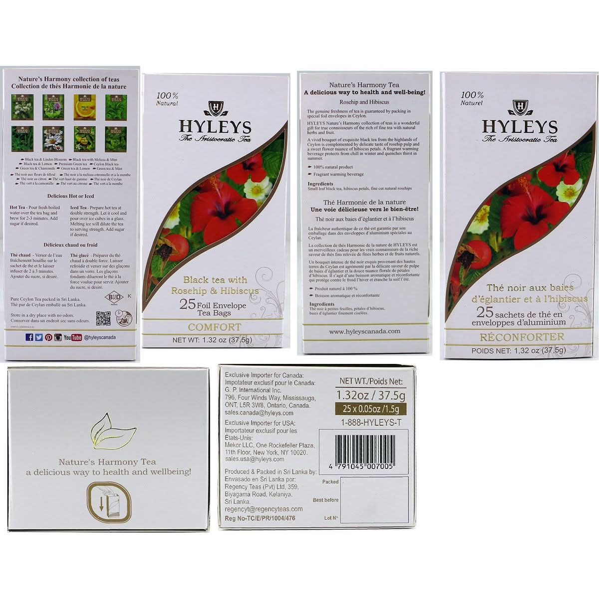 Hyleys Black Tea with Rosehip and Hibiscus  25 Tea Bags Comfort