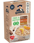 Quaker Instant Oatmeal, Fiber & Protein 3 Flavor Variety Pack, Individual Packets, 8 Count (Pack of 4)