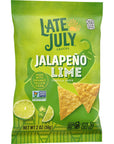 Late July Snacks, Jalapeño Lime Tortilla Chips, 2-oz. Snack Bag (Pack of 6)