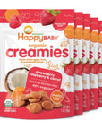 Happy Baby Organic Creamies Freeze-Dried Veggie & Fruit Snacks with Coconut Milk Strawberry Raspberry & Carrot, 1 Ounce (Pack of 8)