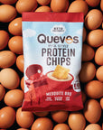 Quevos Protein Chips - The Original Low Carb Protein Chips made with Egg Whites, Crunchy Flavorful Protein & High Fiber Snacks, Keto Friendly, Diabetic & Atkins Friendly, Gluten Free, Low Carb Chips - Mesquite BBQ, 1 Oz (Pack of 12)