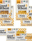 GoodWheat Pasta | 4x the Fiber | 9g Protein | Contains 1 x Rotini Pasta, 2 x Penne Pasta, 1 x Elbow Pasta, 1 x Spaghetti Pasta, 1 x Fettuccine Pasta - 12oz Per Box [Pack of 6] | USA Farm Grown, Non-GMO Project Verified