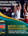 Tenmido Testosterone Booster for Men, Equivalent to 10000MG - Natural Stamina, Endurance & Strength Supplement - Muscle Building Growth, Increasing Performance, Boosts Energy