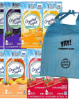 Midwest Gourmet Grocer Reusable Shopping Bag Bundle with Crystal Light With Caffeine Variety Flavored Water Packets Powdered Drink Mix 2 Each Grape Wild Strawberry Peach Mango Citrus