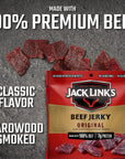 Jack Link's Beef Jerky, Original, Multipack Bags - Flavorful Meat Snack for Lunches, Ready to Eat - 7g of Protein, Made with Premium Beef, No Added MSG** - 0.625 oz (Pack of 20)